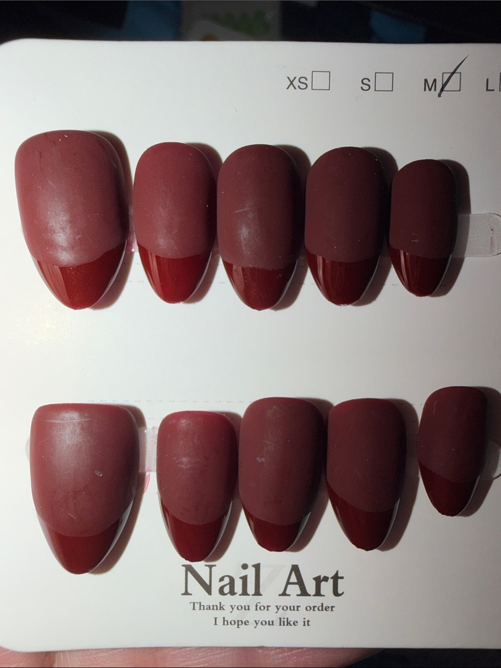 Matte Wine Red Press-On Nail Set